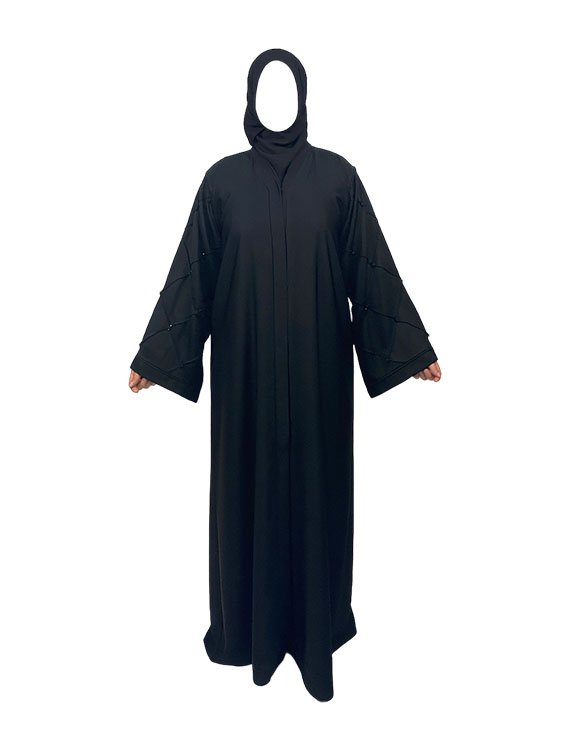 Black Front Open Abaya