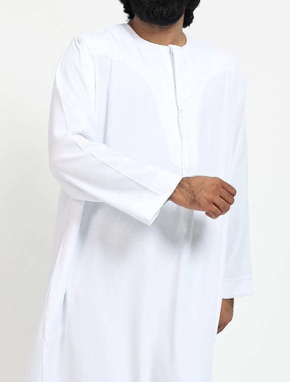 White Mens Qatari Jubba Thobe - Ikaf - Image 5