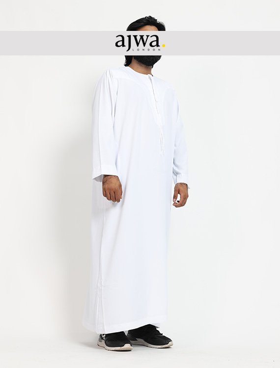 White Mens Qatari Jubba Thobe - Ikaf - Image 2