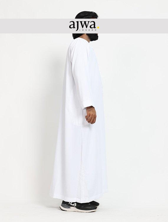 White Mens Qatari Jubba Thobe - Ikaf - Image 3