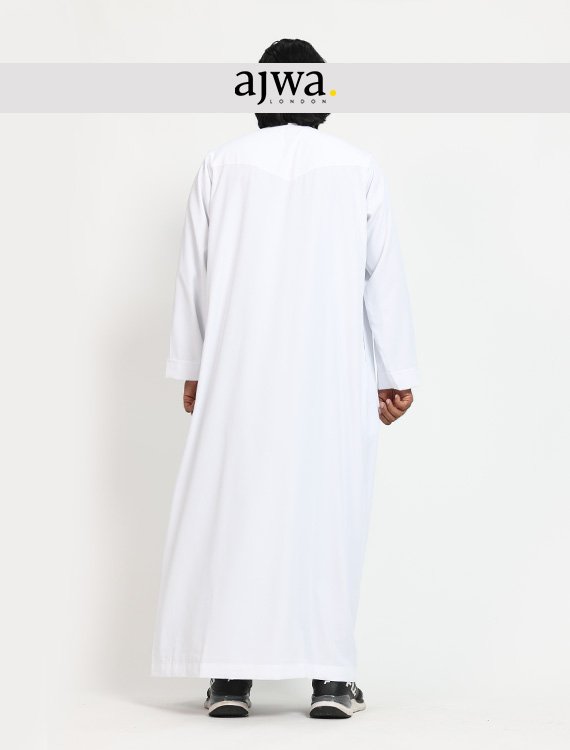 White Mens Qatari Jubba Thobe - Ikaf - Image 4