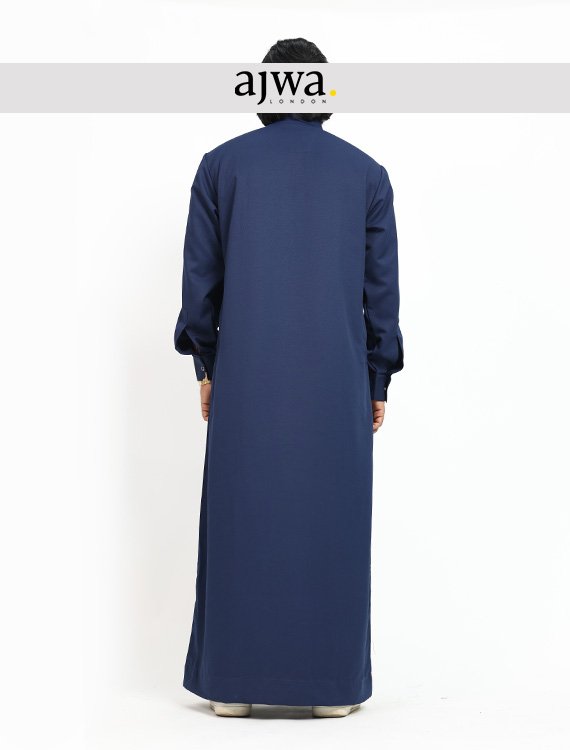 Navy Blue Saudi Jubba Thobe for Men - ajwa. London - Image 3
