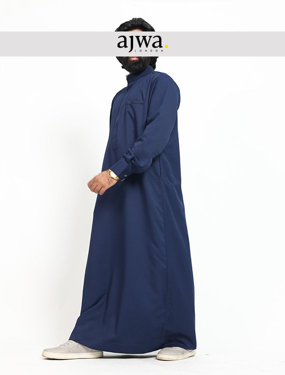 Navy Blue Saudi Jubba Thobe for Men - ajwa. London - Image 5