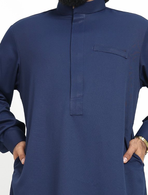 Navy Blue Saudi Jubba Thobe for Men - ajwa. London - Image 6